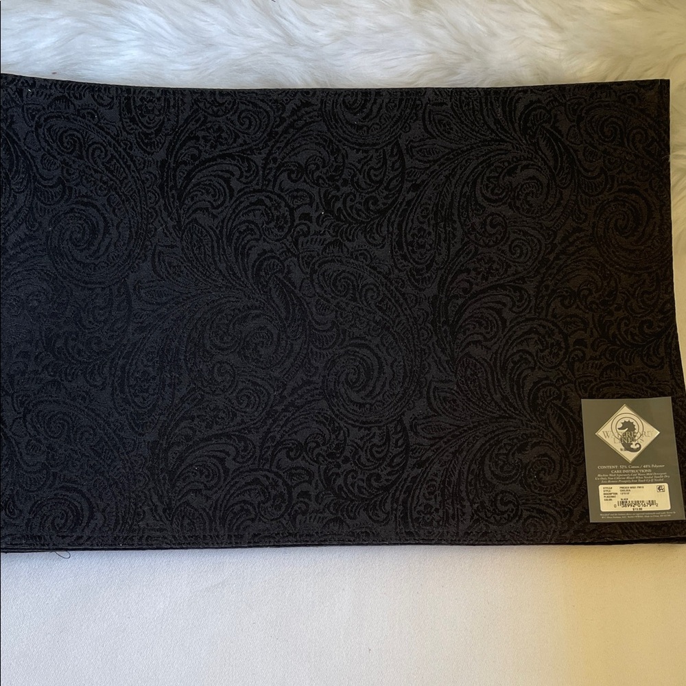 Waterford Linens.52%cotton.48%Polyester. Black.13”x19”